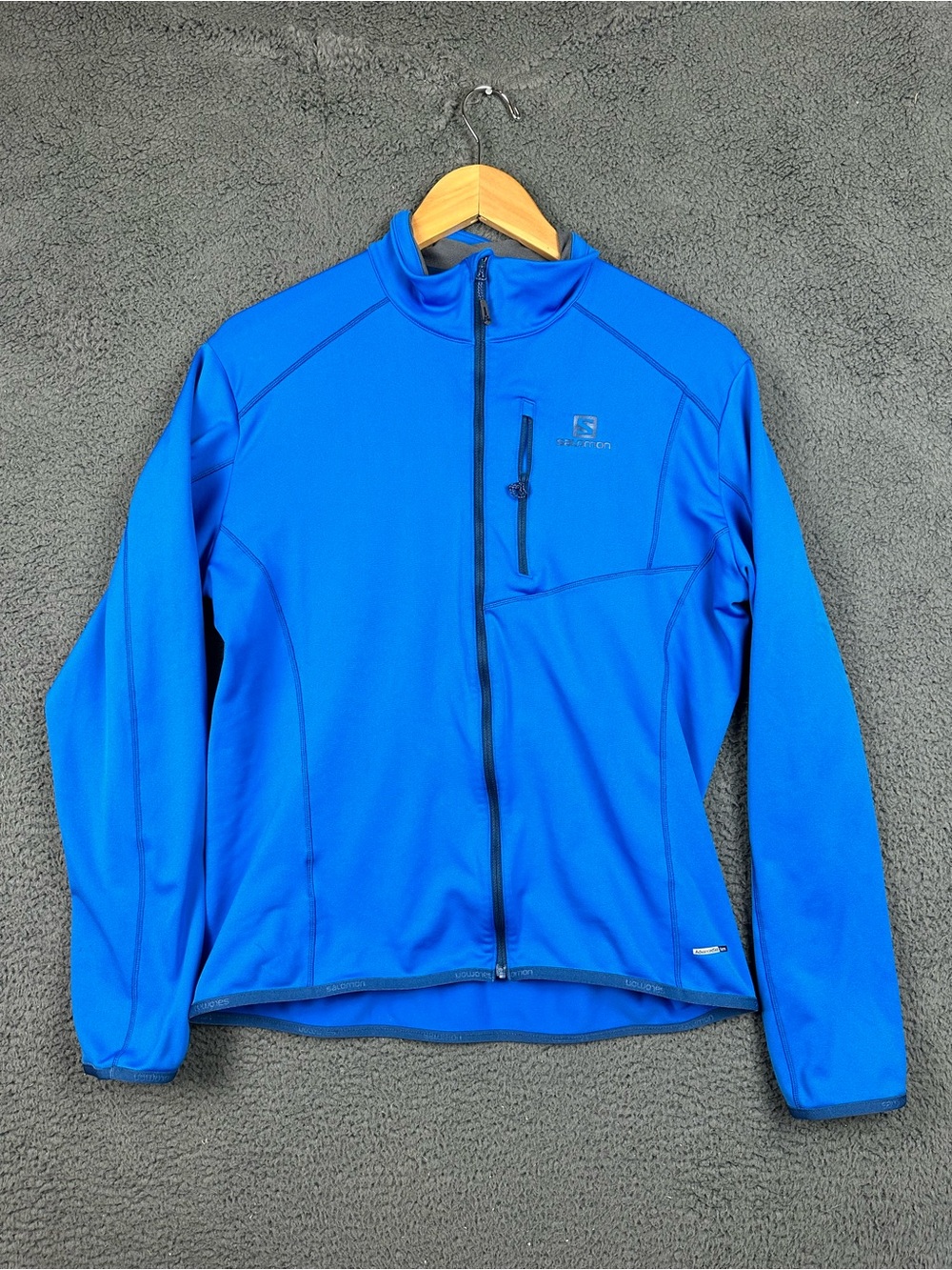 Salomon Mens AdvancedSkin Warm Full Zip Jacket Blue Size M Running Hiking Active